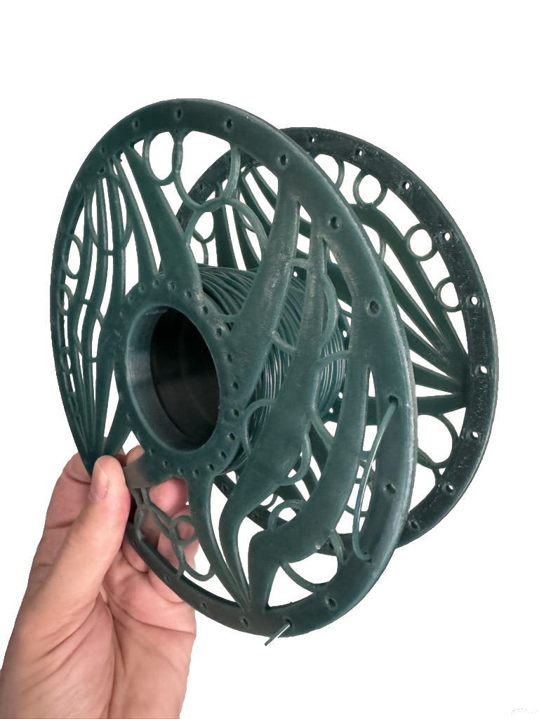 3d printing filament spool made from seaweed-based and recycled materials