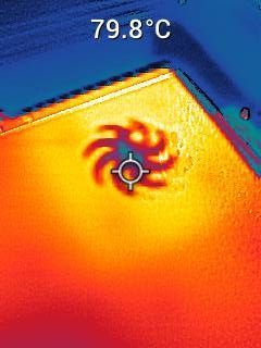 Thermal image of a 3D printed test part showing retained heat